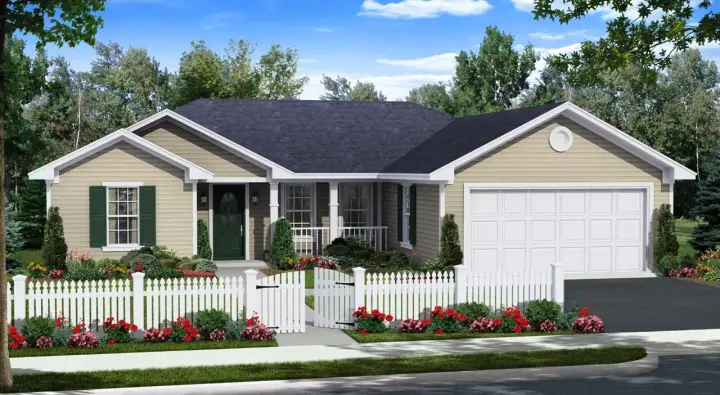 Traditional house plans 2-307 - front exterior, 1,310 sq ft, 3 bed, 2 bath house plans | Monster House Plans