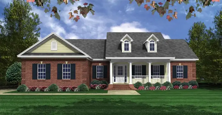 Southern house plans 2-308 - front exterior, 1,604 sq ft, 3 bed, 2 bath house plans | Monster House Plans