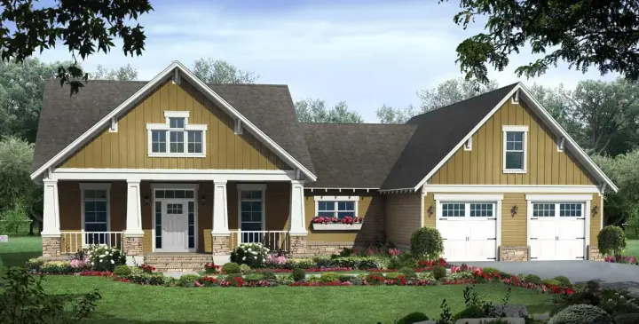 Craftsman house plans 2-311 - front exterior, 1,900 sq ft, 3 bed, 2 bath house plans | Monster House Plans