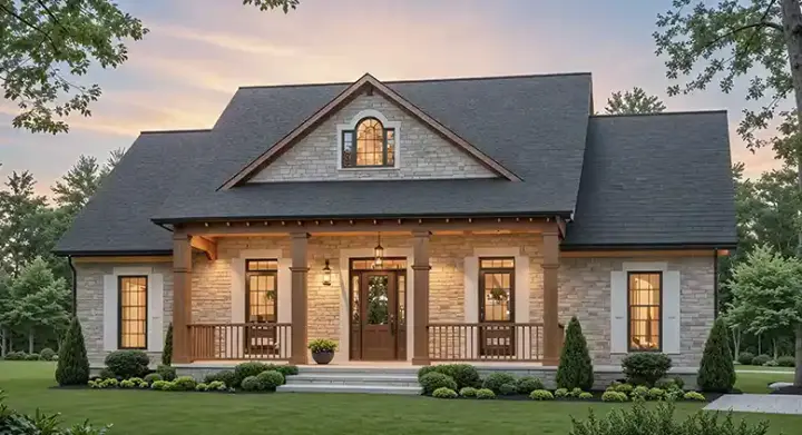 Country house plans 2-320 - front exterior, 1,870 sq ft, 3 bed, 2 bath house plans | Monster House Plans