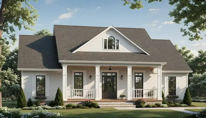 Country house plans 2-322 - front exterior, 1,640 sq ft, 3 bed, 2 bath house plans | Monster House Plans