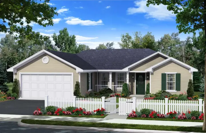 Farmhouse house plans 2-326 - front exterior, 1,216 sq ft, 3 bed, 2 bath house plans | Monster House Plans