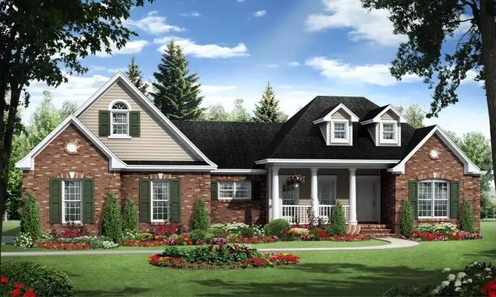 Southern house plans 2-328 - front exterior, 1,818 sq ft, 3 bed, 2 bath house plans | Monster House Plans