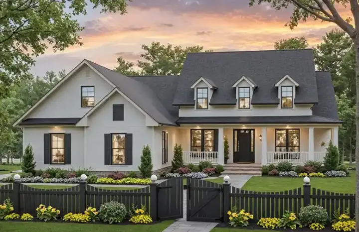 Farmhouse house plans 2-335 - front exterior, 2,393 sq ft, 4 bed, 2 bath house plans | Monster House Plans