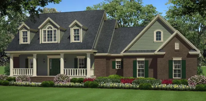 Country house plans 2-338 - front exterior, 1,934 sq ft, 3 bed, 2 bath house plans | Monster House Plans
