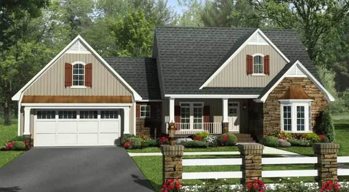 Country house plans 2-358 - front exterior, 2,212 sq ft, 4 bed, 2 bath house plans | Monster House Plans