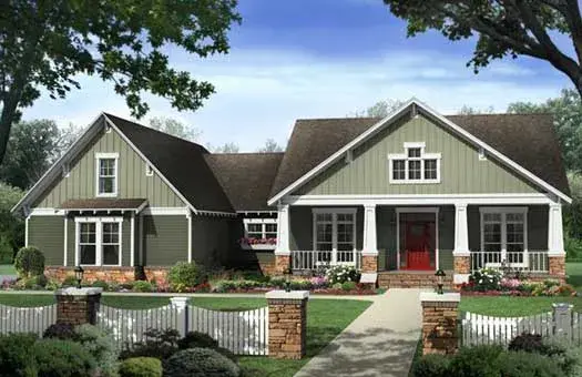 Craftsman house plans 2-361 - front exterior, 2,233 sq ft, 4 bed, 2 bath house plans | Monster House Plans