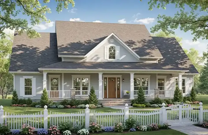 Farmhouse house plans 2-363 - front exterior, 2,336 sq ft, 4 bed, 2 bath house plans | Monster House Plans
