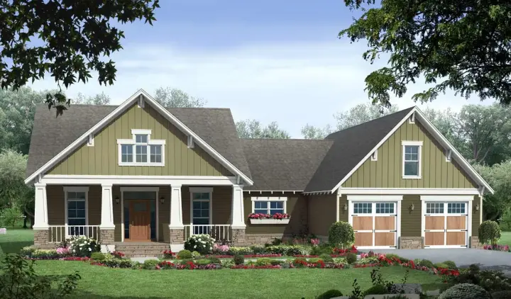 Craftsman house plans 2-369 - front exterior, 1,816 sq ft, 3 bed, 2 bath house plans | Monster House Plans