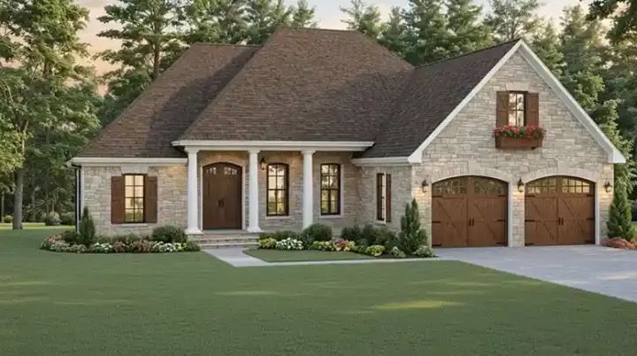 Country house plans 2-370 - front exterior, 1,837 sq ft, 3 bed, 2 bath house plans | Monster House Plans