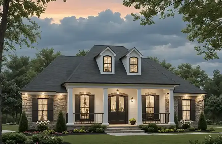French Country house plans 2-371 - front exterior, 1,888 sq ft, 3 bed, 2 bath house plans | Monster House Plans