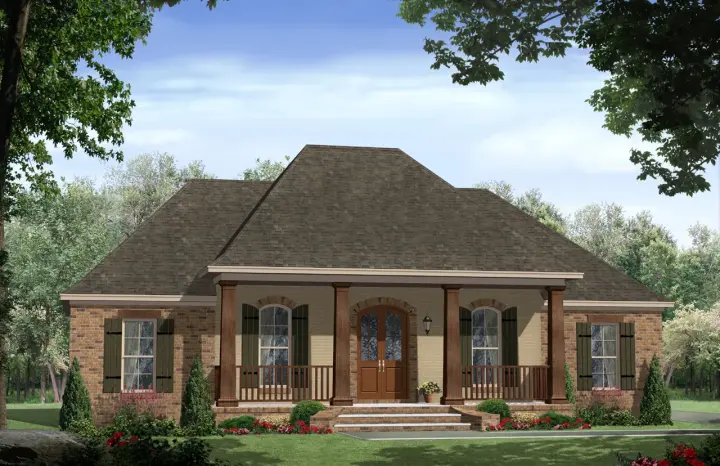 European house plans 2-372 - front exterior, 1,870 sq ft, 3 bed, 2 bath house plans | Monster House Plans
