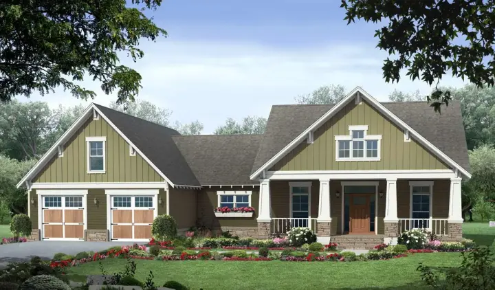 Craftsman house plans 2-379 - front exterior, 1,726 sq ft, 3 bed, 2 bath house plans | Monster House Plans