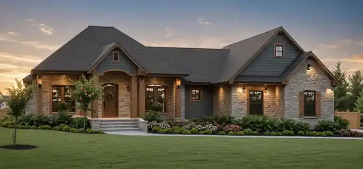Traditional house plans 2-382 - front exterior, 2,108 sq ft, 3 bed, 2 bath house plans | Monster House Plans
