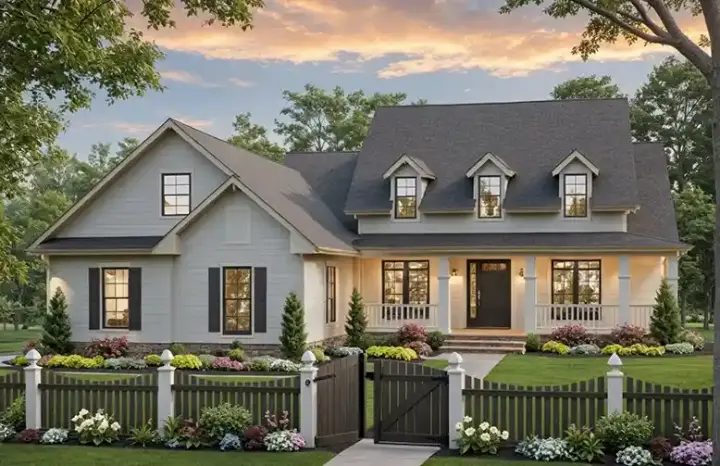 Farmhouse house plans 2-383 - front exterior, 2,164 sq ft, 3 bed, 2 bath house plans | Monster House Plans