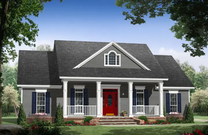 Country house plans 2-394 - front exterior, 1,653 sq ft, 3 bed, 2 bath house plans | Monster House Plans