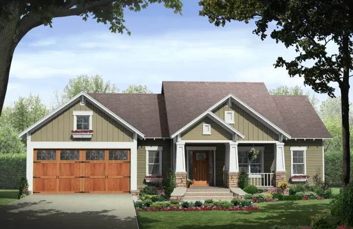 Craftsman house plans 2-395 - front exterior, 1,800 sq ft, 3 bed, 2 bath house plans | Monster House Plans