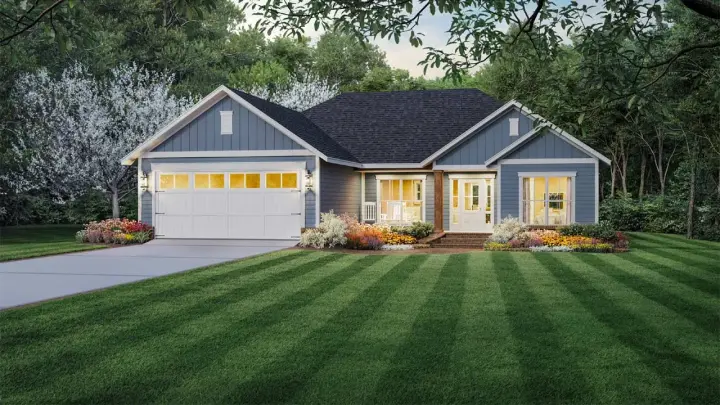 Craftsman house plans 2-402 - front exterior, 1,416 sq ft, 3 bed, 2 bath house plans | Monster House Plans