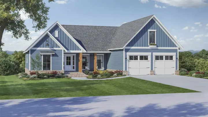 Craftsman house plans 2-406 - front exterior, 2,066 sq ft, 4 bed, 3 bath house plans | Monster House Plans