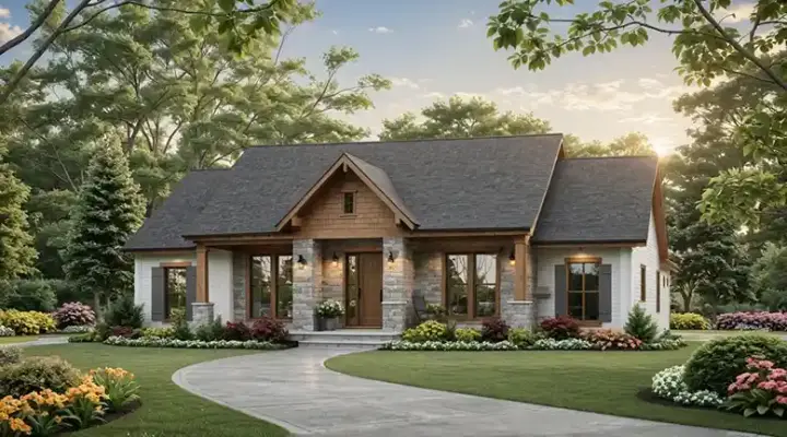 Country house plans 2-411 - front exterior, 1,812 sq ft, 3 bed, 2 bath house plans | Monster House Plans