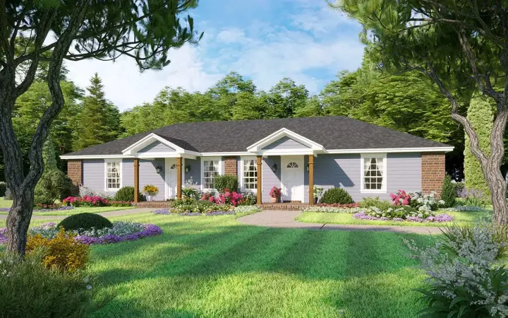 Traditional house plans 2-412 - front exterior, 1,796 sq ft, 4 bed, 4 bath house plans | Monster House Plans