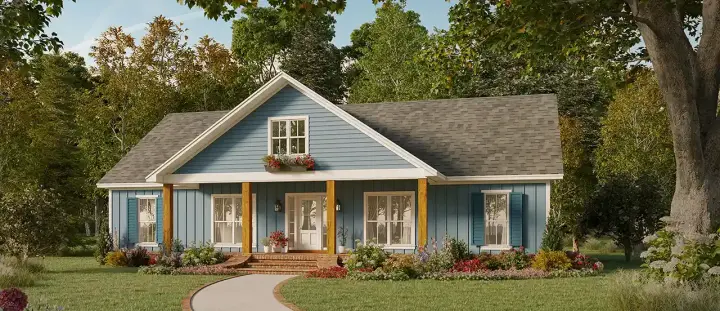 Country house plans 2-416 - front exterior, 1,762 sq ft, 3 bed, 2 bath house plans | Monster House Plans