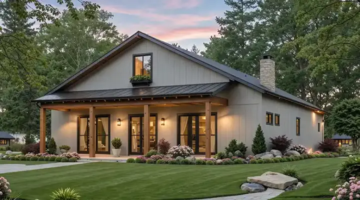 Modern Farmhouse house plans 2-417 - front exterior, 1,800 sq ft, 3 bed, 2 bath house plans | Monster House Plans