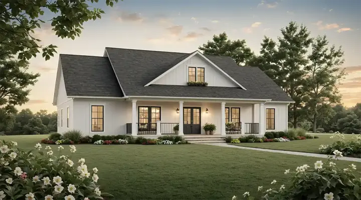 Country house plans 2-419 - front exterior, 1,800 sq ft, 3 bed, 2 bath house plans | Monster House Plans