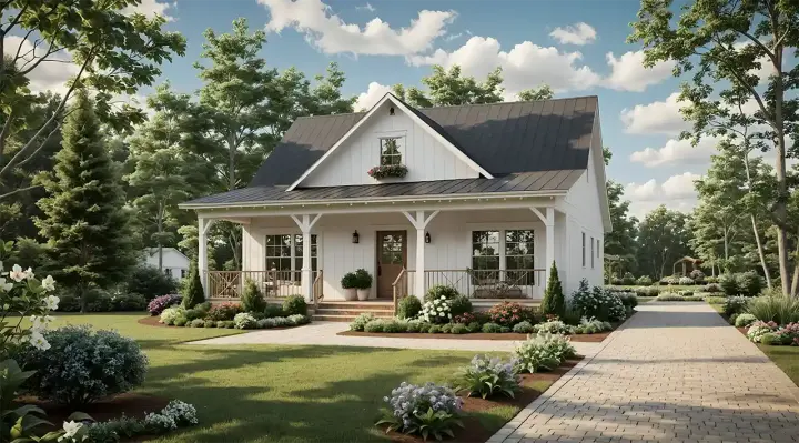Country house plans 2-422 - front exterior, 1,020 sq ft, 2 bed, 2 bath house plans | Monster House Plans