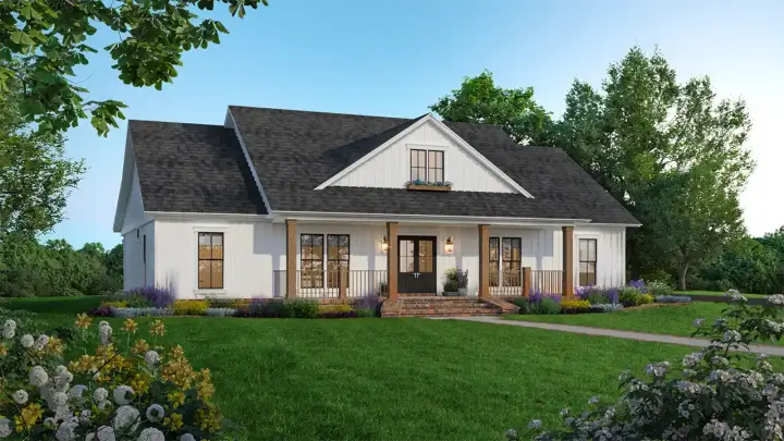 Country house plans 2-424 - front exterior, 1,826 sq ft, 3 bed, 2 bath house plans | Monster House Plans