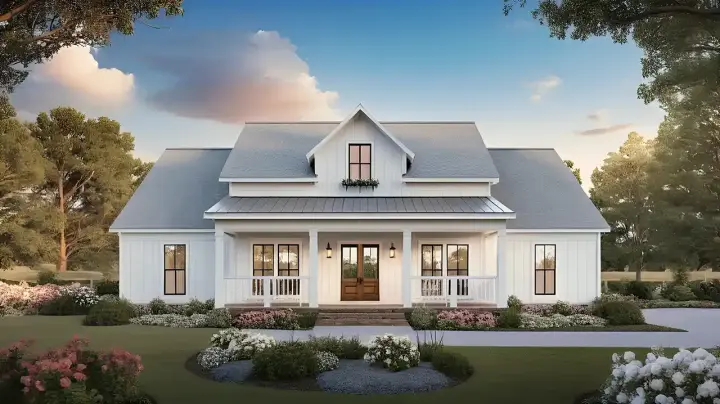 Modern Farmhouse house plans 2-428 - front exterior, 1,800 sq ft, 3 bed, 2 bath house plans | Monster House Plans