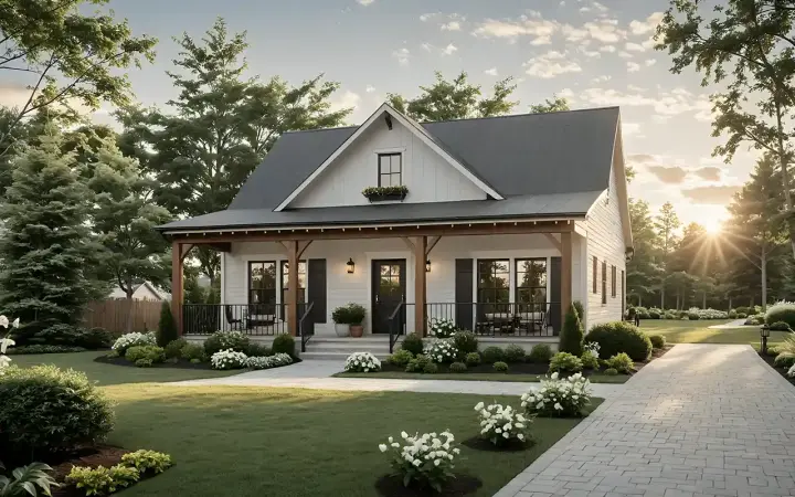 Country house plans 2-431 - front exterior, 1,020 sq ft, 2 bed, 2 bath house plans | Monster House Plans