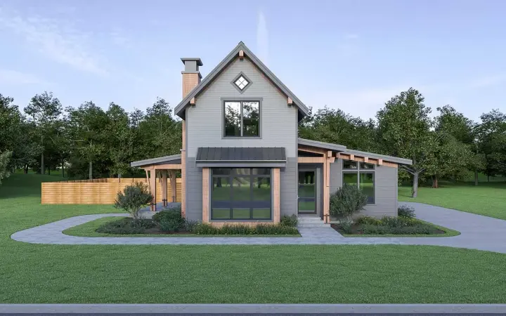 Contemporary house plans 20-110 - front exterior, 1,954 sq ft, 3 bed, 2 bath house plans | Monster House Plans