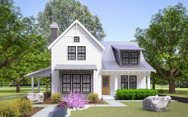 Modern Farmhouse house plans 20-111 - front exterior, 2,091 sq ft, 3 bed, 2 bath house plans | Monster House Plans