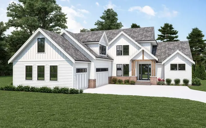 Modern Farmhouse house plans 20-153 - front exterior, 3,251 sq ft, 4 bed, 2 bath house plans | Monster House Plans