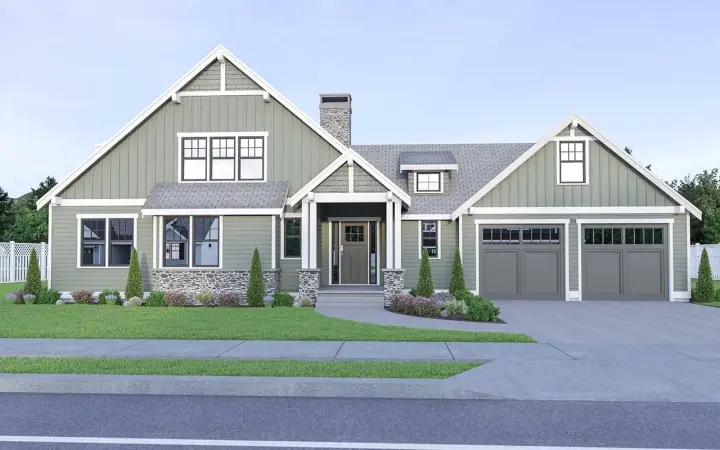 Craftsman house plans 20-159 - front exterior, 2,074 sq ft, 3 bed, 2 bath house plans | Monster House Plans