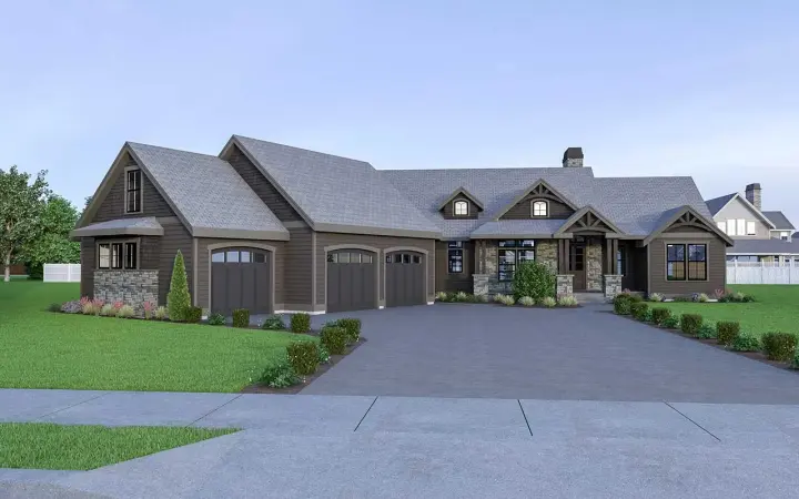 Northwest house plans 20-161 - front exterior, 2,686 sq ft, 3 bed, 2 bath house plans | Monster House Plans