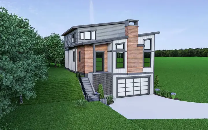 Contemporary house plans 20-180 - front exterior, 2,586 sq ft, 3 bed, 2 bath house plans | Monster House Plans