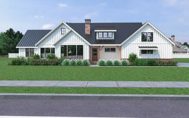 Modern Farmhouse house plans 20-182 - front exterior, 2,088 sq ft, 3 bed, 2 bath house plans | Monster House Plans