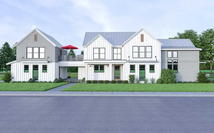 Modern Farmhouse house plans 20-185 - front exterior, 3,021 sq ft, 4 bed, 3 bath house plans | Monster House Plans