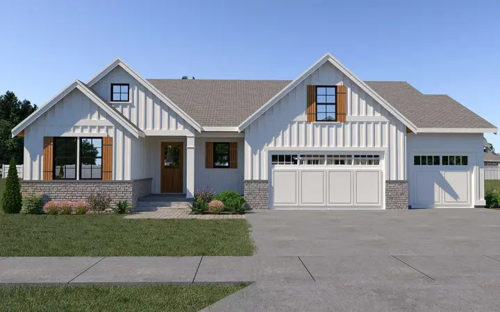 Modern Farmhouse house plans 20-187 - front exterior, 1,792 sq ft, 3 bed, 2 bath house plans | Monster House Plans