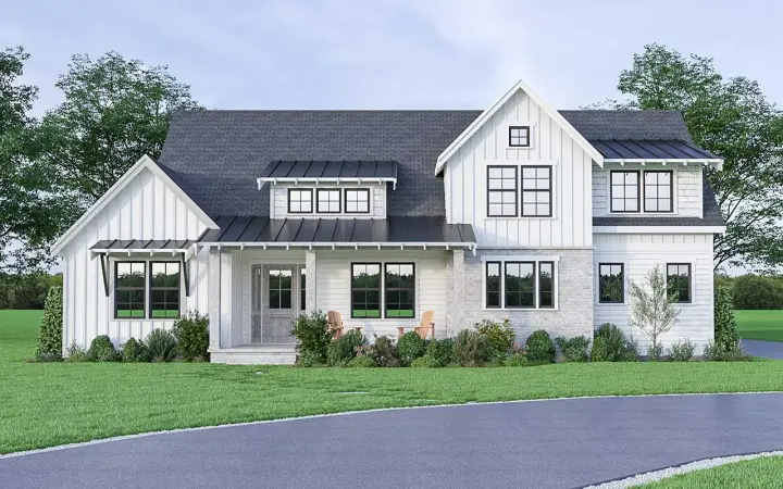 Modern Farmhouse house plans 20-188 - front exterior, 3,023 sq ft, 4 bed, 3 bath house plans | Monster House Plans