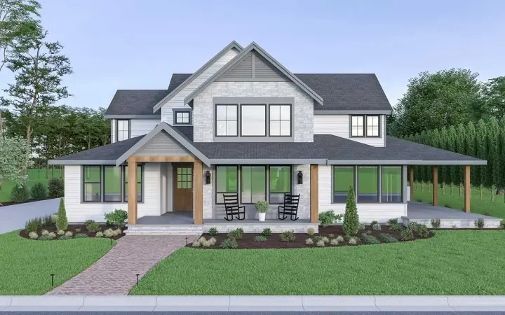 Farmhouse house plans 20-189 - front exterior, 3,275 sq ft, 4 bed, 3 bath house plans | Monster House Plans