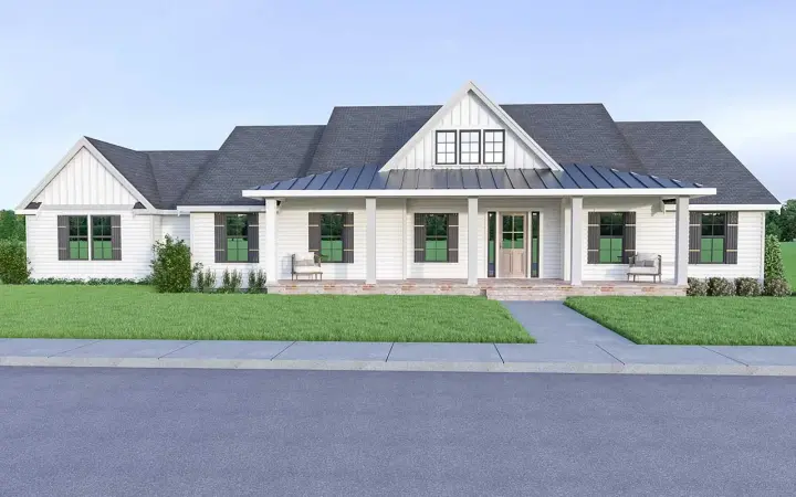Modern Farmhouse house plans 20-191 - front exterior, 2,883 sq ft, 4 bed, 2 bath house plans | Monster House Plans