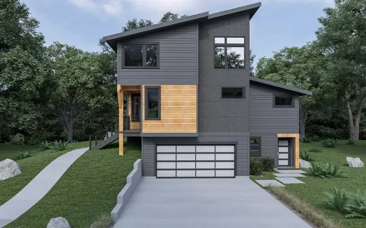 Contemporary house plans 20-195 - front exterior, 2,509 sq ft, 3 bed, 3 bath house plans | Monster House Plans