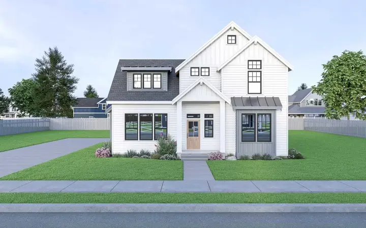 Modern Farmhouse house plans 20-203 - front exterior, 1,860 sq ft, 3 bed, 2 bath house plans | Monster House Plans