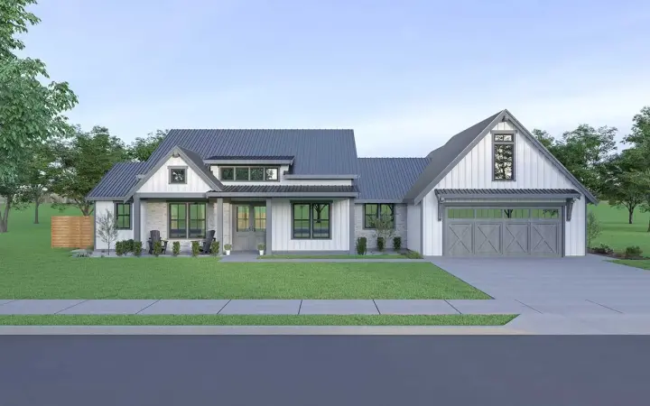 Modern Farmhouse house plans 20-205 - front exterior, 2,125 sq ft, 3 bed, 2 bath house plans | Monster House Plans