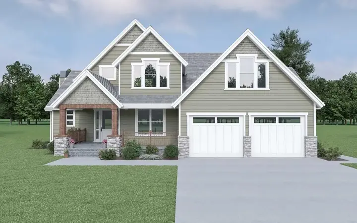 Craftsman house plans 20-206 - front exterior, 2,608 sq ft, 4 bed, 2 bath house plans | Monster House Plans