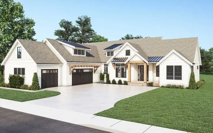 Modern Farmhouse house plans 20-224 - front exterior, 2,666 sq ft, 4 bed, 2 bath house plans | Monster House Plans