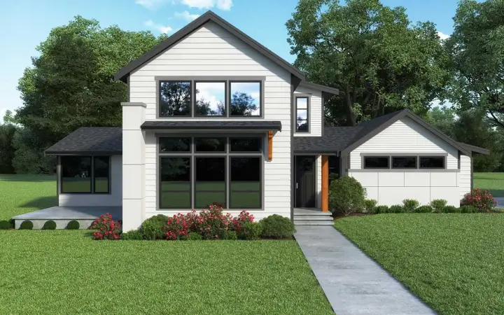 Modern house plans 20-238 - front exterior, 1,899 sq ft, 3 bed, 2 bath house plans | Monster House Plans
